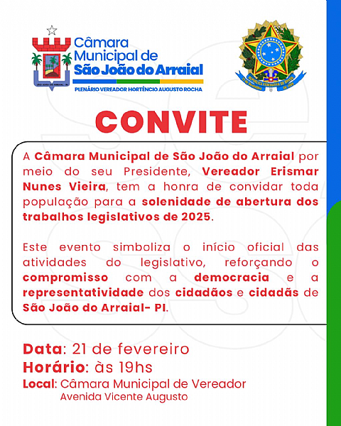 SESSÃO DE ABERTURA DOS TRABALHOS LEGISLATIVOS DE 2025